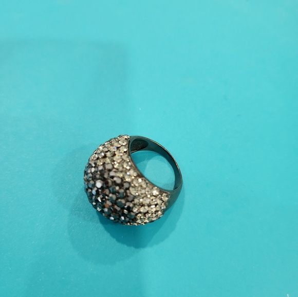 Hematite Pave Crystals Gunmetal Ring,  size 9.5 - Picture 2 of 7